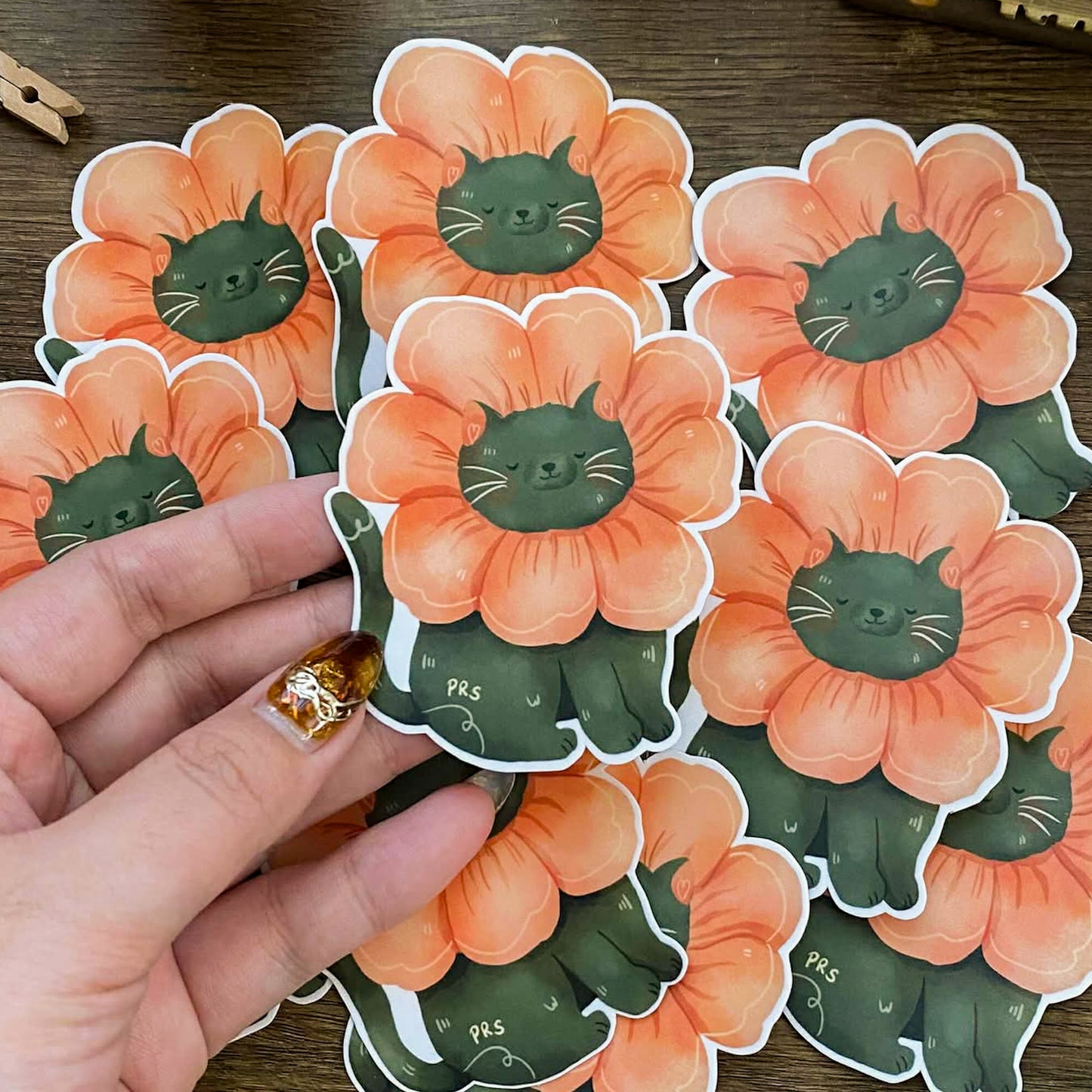 Cute Cat Spring Waterproof Vinyl Stickers VS039