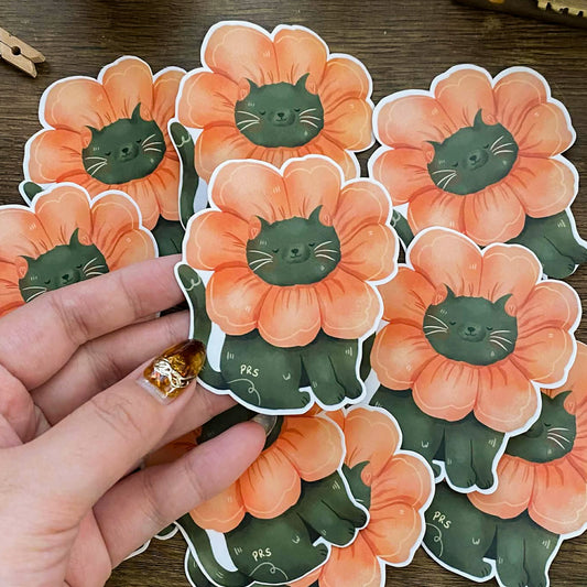 Cute Cat Spring Waterproof Vinyl Stickers VS039