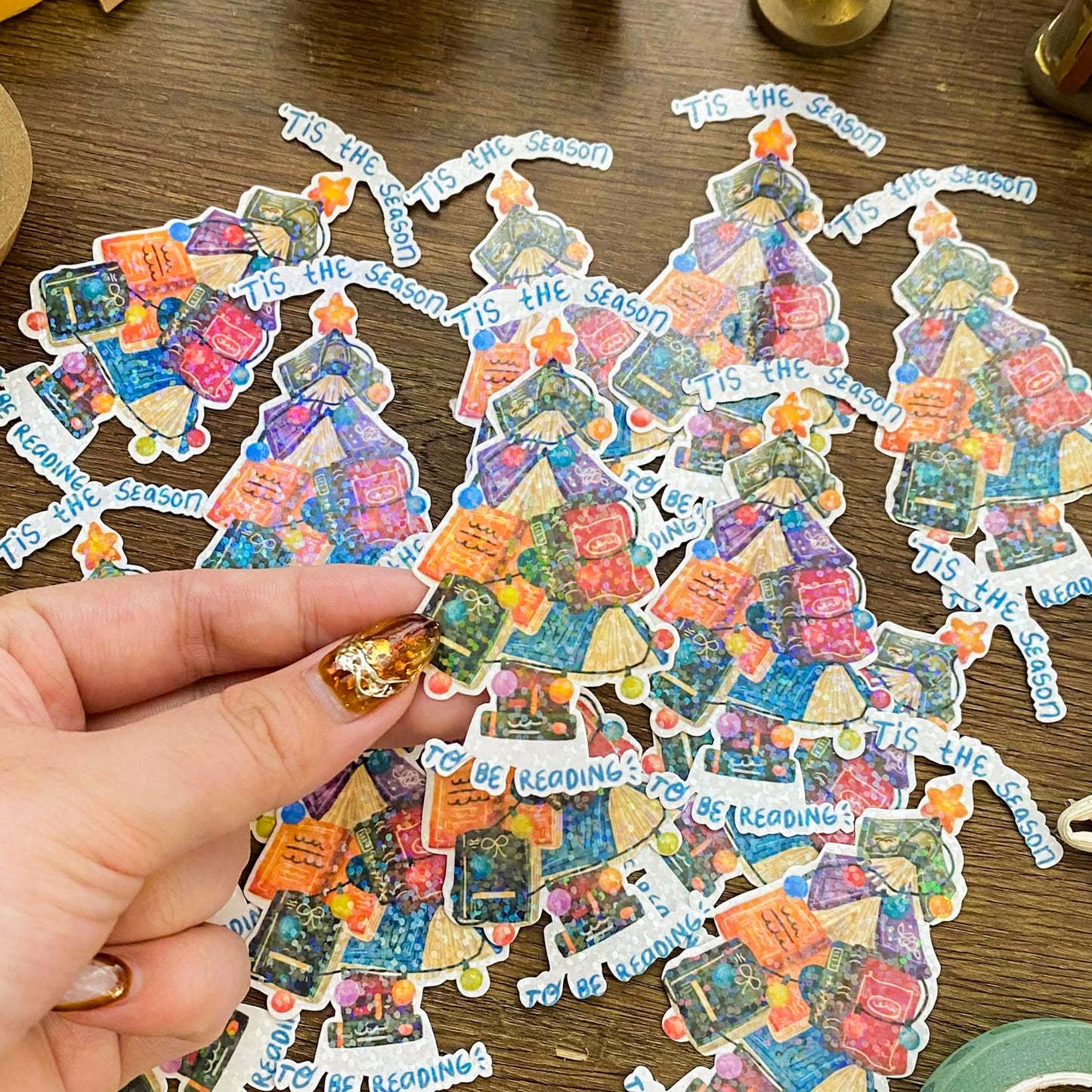 Christmas Reading Waterproof Vinyl Stickers VS050