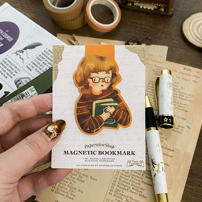 Fall Bookish Girl Magnetic Bookmark MB025
