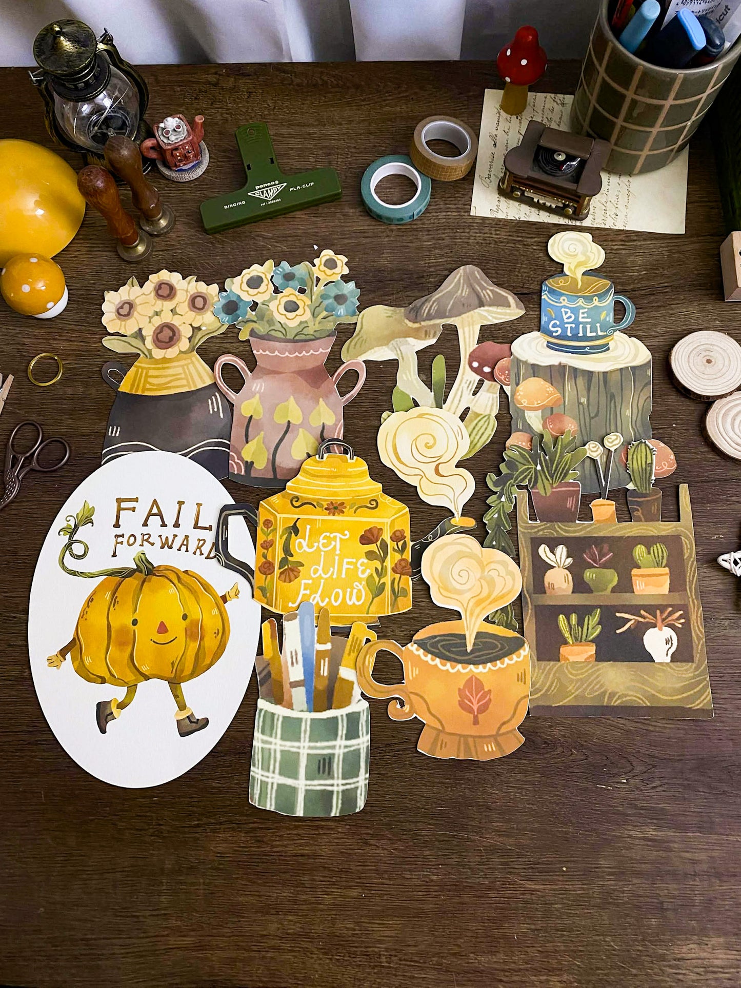 Cozy Autumn Diecut Art Prints, Aesthetic Art Prints, Autumn Themed Art Prints