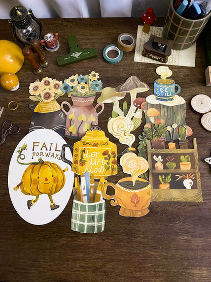 Cozy Autumn Diecut Art Prints, Aesthetic Art Prints, Autumn Themed Art Prints