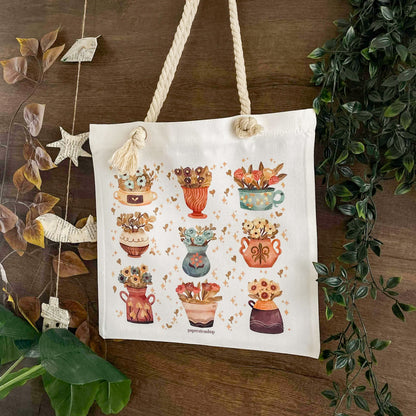 Cute Flower Pots Deco Tote Bag DTR004