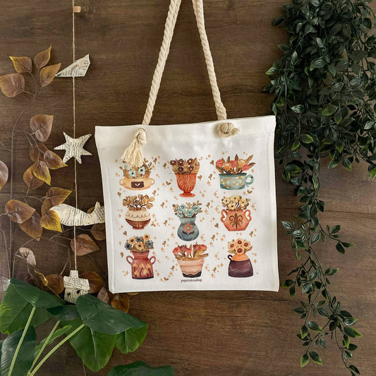 Cute Flower Pots Deco Tote Bag DTR004