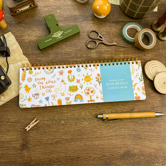 Spring Doodles Desk Weekly Schedule Book, Cozy Desk Weekly Schedule Book DW005