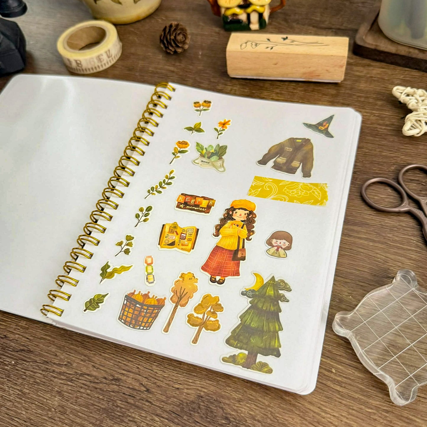 SB009 | Spring Field Girl Sticker Book, Reusable Book, Sticker Release Paper Book | Paperaicashop