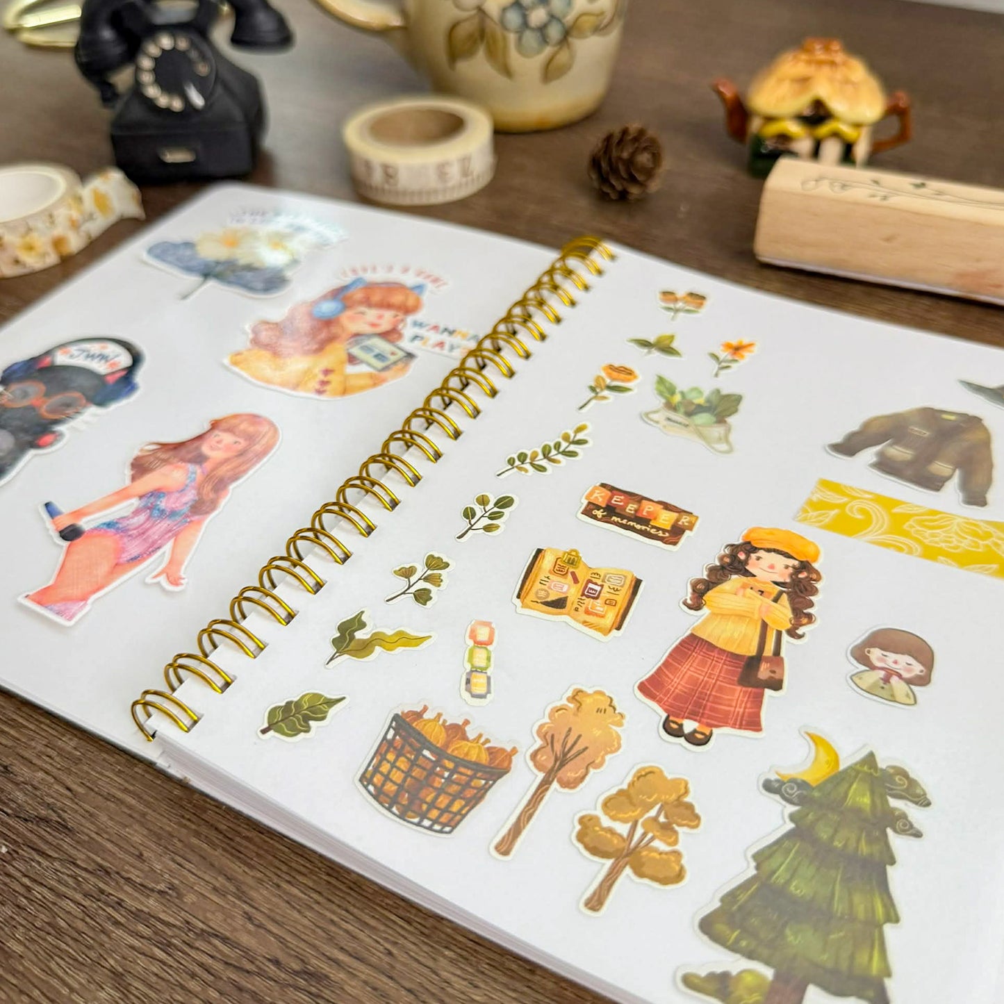 SB009 | Spring Field Girl Sticker Book, Reusable Book, Sticker Release Paper Book | Paperaicashop