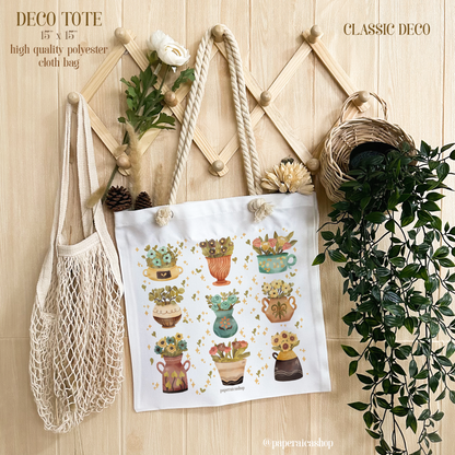 Cute Flower Pots Deco Tote Bag DTR004