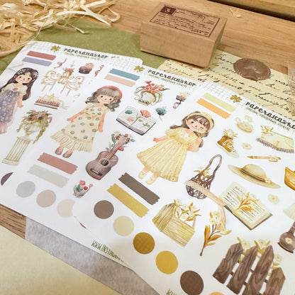 Cute Bloom Girl Maica Decorative Sticker Sheet MCD048