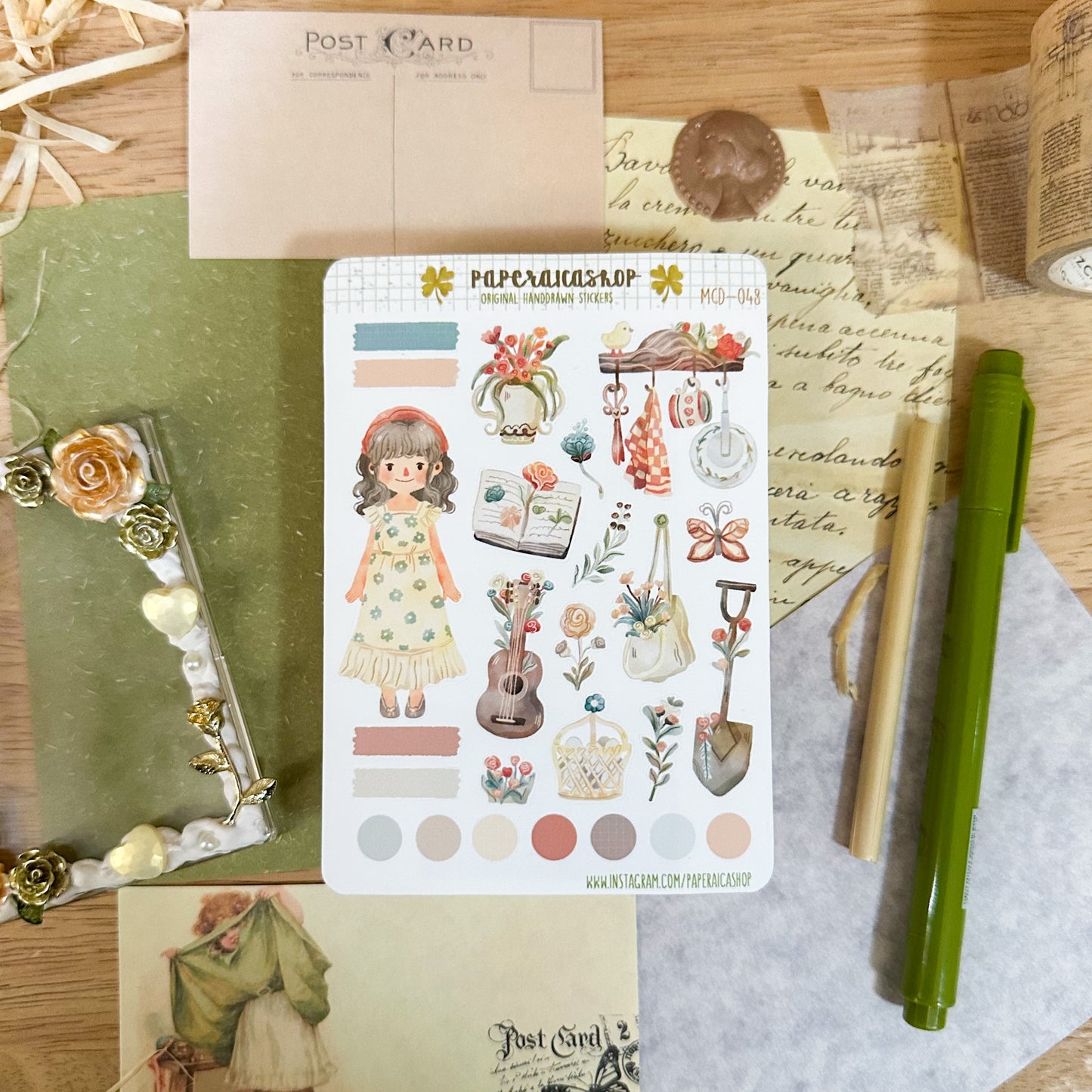 Cute Bloom Girl Maica Decorative Sticker Sheet MCD048