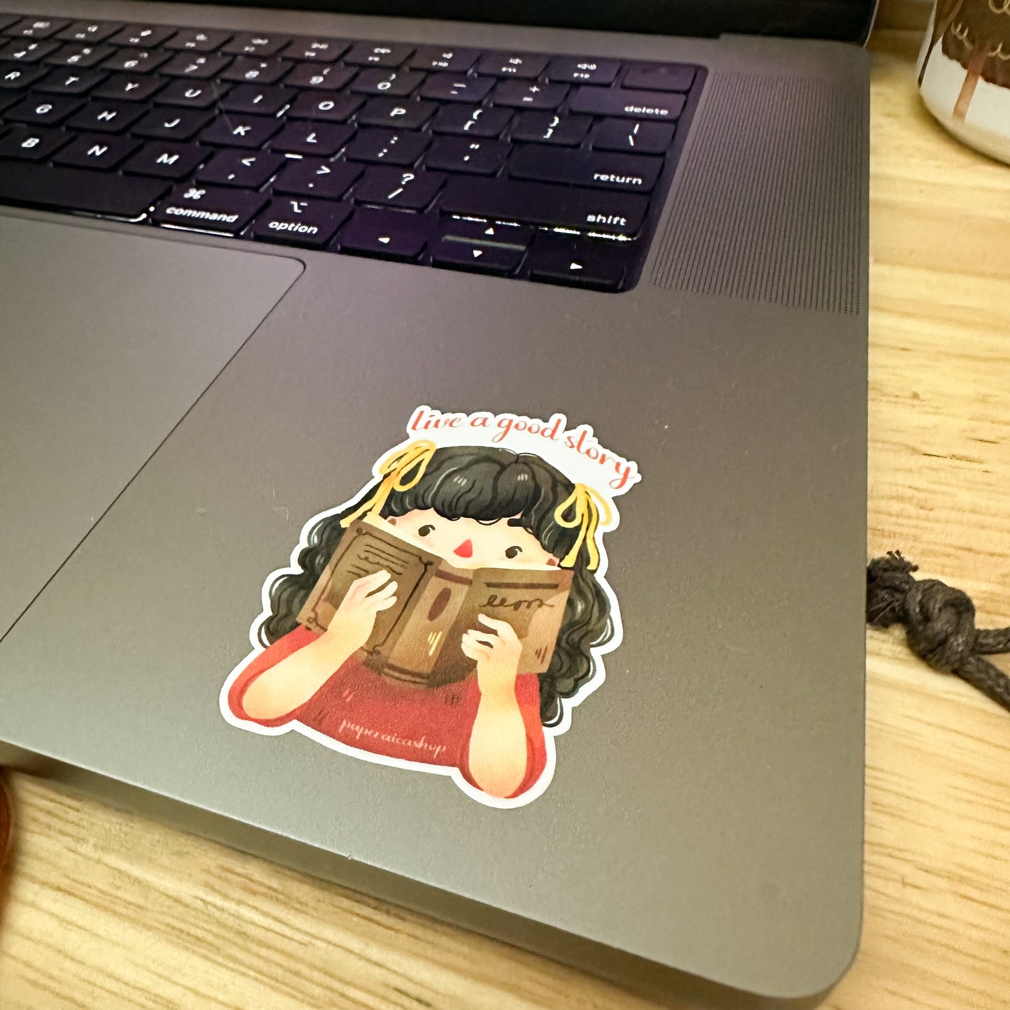 Girl Reading Book Waterproof Vinyl Sticker VS015