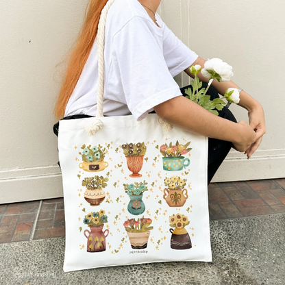 Cute Flower Pots Deco Tote Bag DTR004