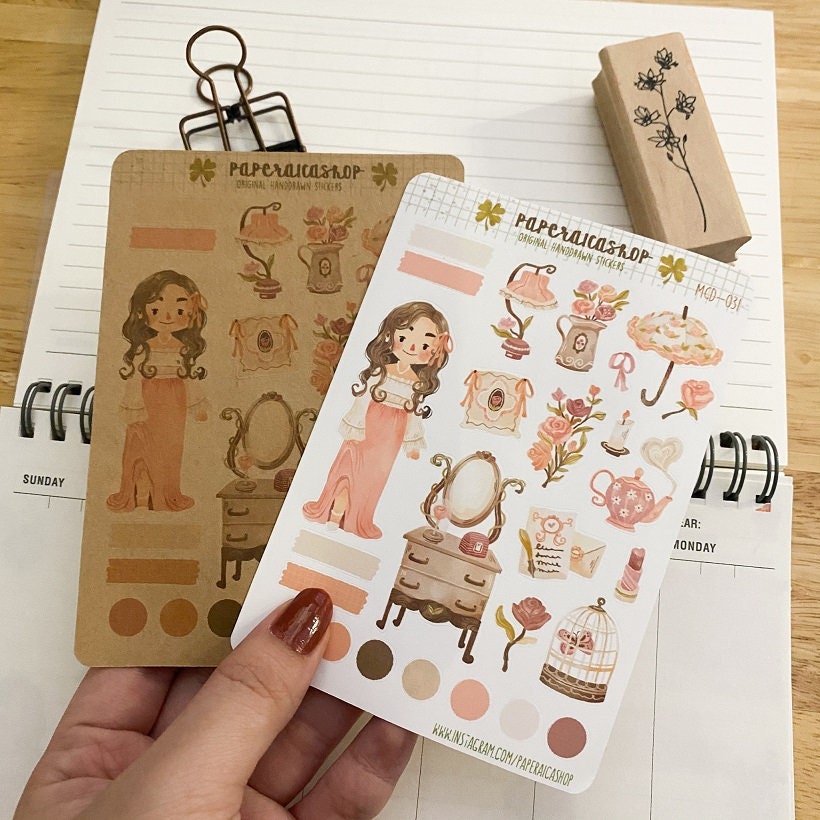 Cute Dainty Girl Maica Decorative Sticker Sheet MCD031