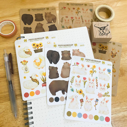 Cozy Bear Animals Decorative Sticker Sheet AND007