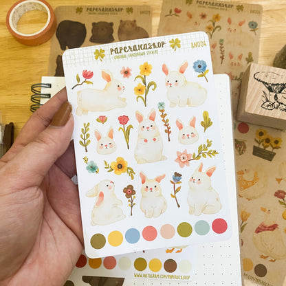 Spring Bunnies Animals Decorative Sticker Sheet AND005