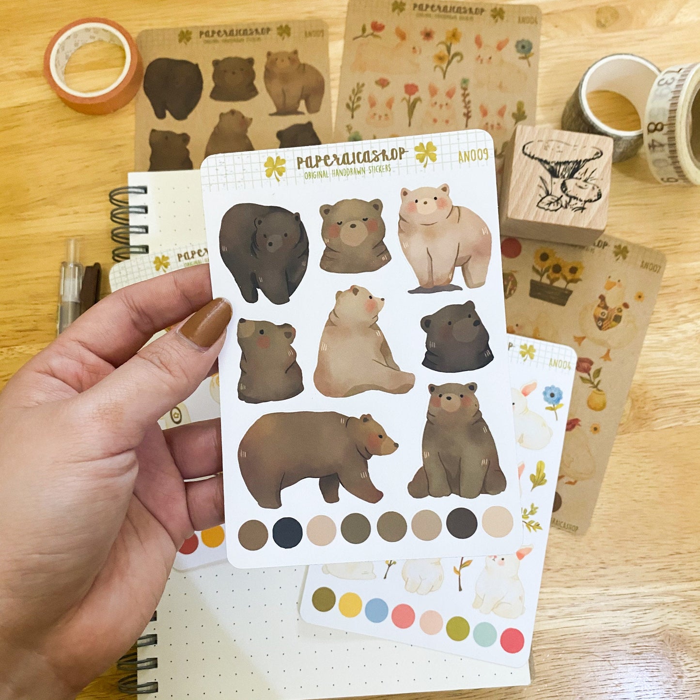 Cozy Bear Animals Decorative Sticker Sheet AND007