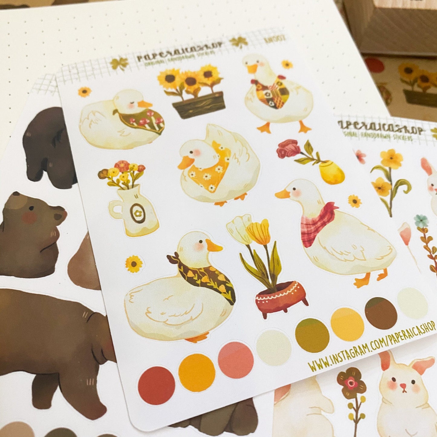 Snuggly Ducks Animals Decorative Sticker Sheet AND006